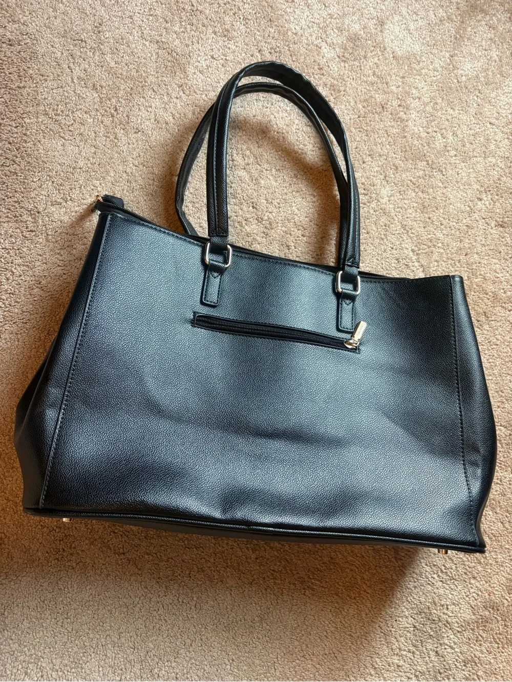 Black Tote Bag with Front Pocket